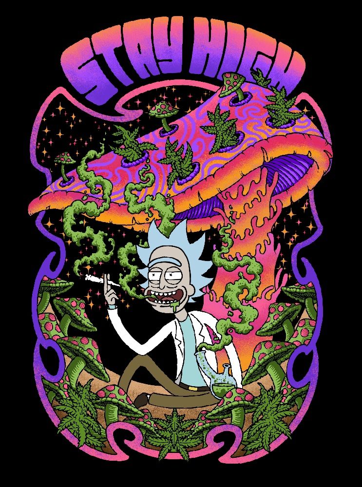 Create trippy psychedelic stoner illustration tshirt streetwear by Arcamusinkwor
