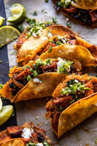 Crispy Chipotle Sweet Potato Tacos with Lime Crema. Images