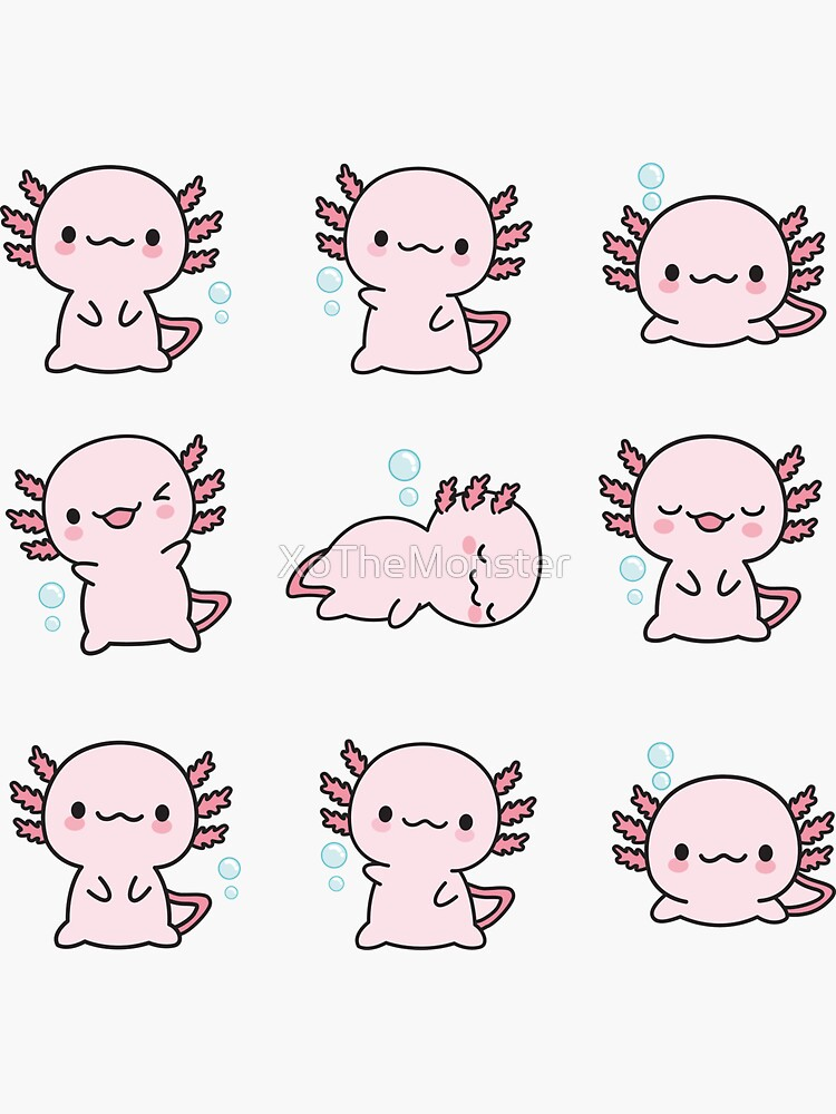 Cute Axolotl, Set Sticker by XoTheMonster