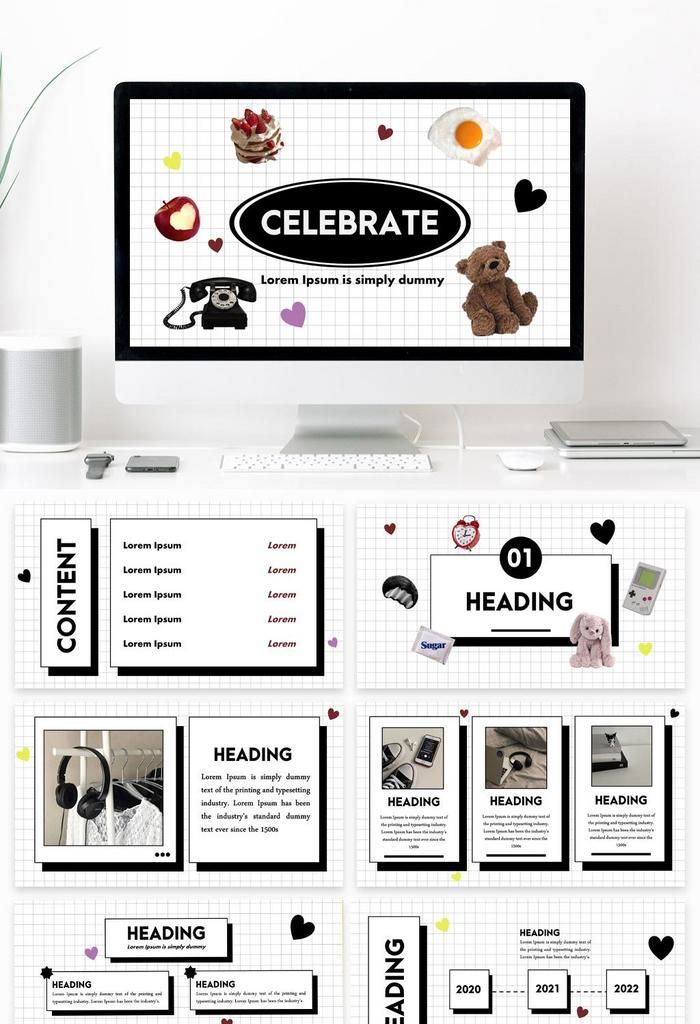Cute Black And White Powerpoint Template White PowerPoint | PPTX Template Free D