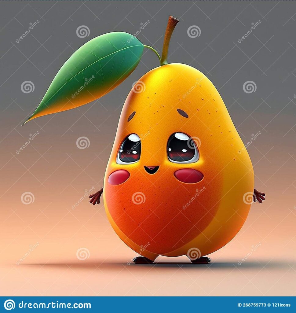 Cute Cartoon Character Of A Mango By Generative Ai Stock Illustration - Illustra
