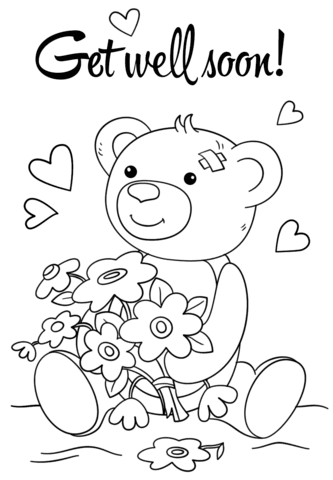 Cute Get Well Soon Coloring Page Free Printable Coloring