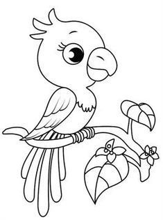 Cute Parrot Cartoon  Coloring Page