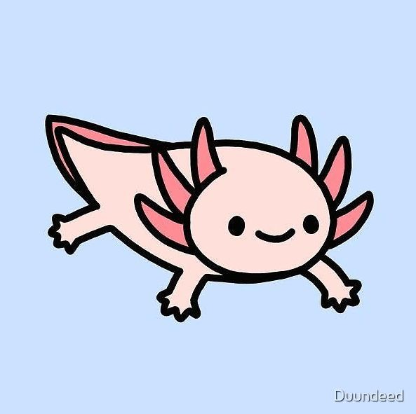 Cute Pink Minecraft Axolotl, Axolotl Drawing, Floating Pink Axolotl, Happy Axolo