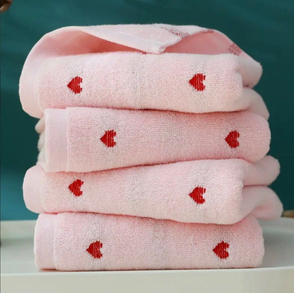 Cute Pink And Red Heart Towel Soft Comfortable Bath Towel - Etsy