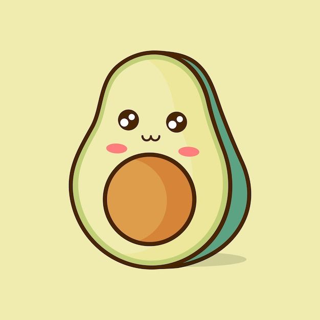 Cute Cartoon Avocado Characters Kawaii On Freepik Images