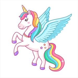Cute cartoon unicorn pegasus with rainbow mane | , on Freepik HD Wallpaper