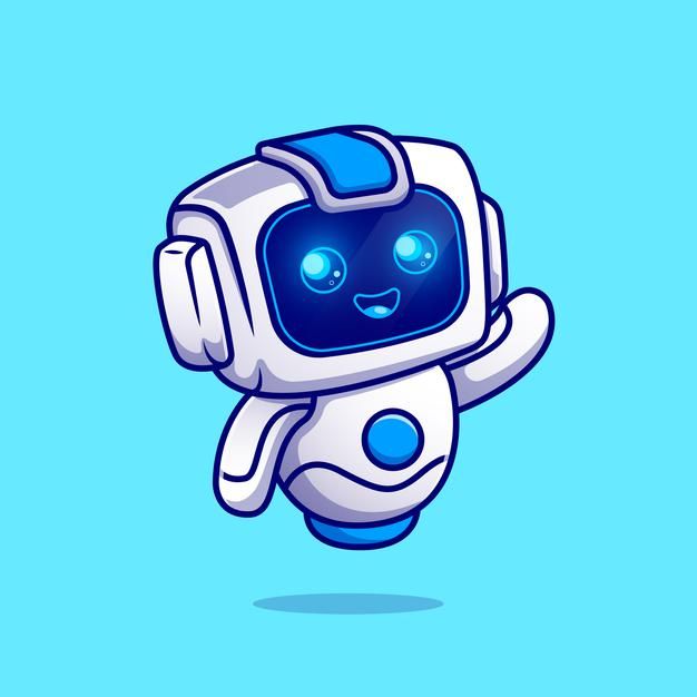 Cute Robot Waving Hand Cartoon Character Science Technology Isolated