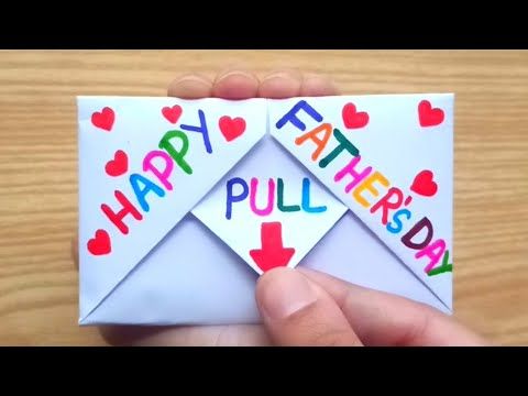 DIY - SURPRISE MESSAGE CARD FOR FATHER'S DAY | Pull Tab Origami Envelope Card | 