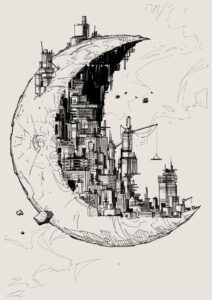 Daily Sketch , Moon Under Construction HD Wallpaper