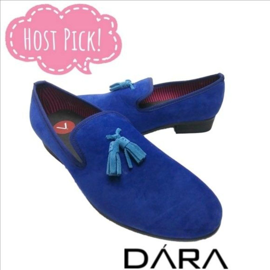 Dara Shoes Dara Luxury Velvet Blue Mens Smoking Slippers