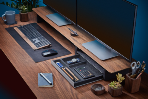 Desk Shelf , Wooden Dual Monitor St, System HD Wallpaper