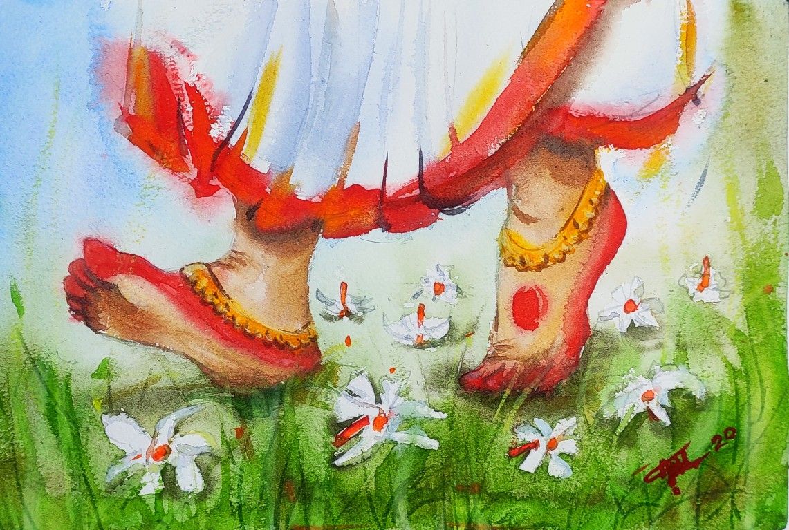 Devi Durga painting || Ma Durga painting with Watercolour HD Wallpaper