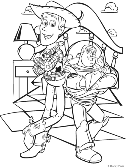 Disney Toy Story Woody and Buzz Coloring Page