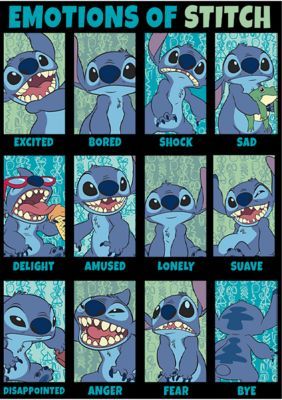 Disney® Men'S Junior'S Stitch Emotion Graphic Fleece Hoodie, Black, Small