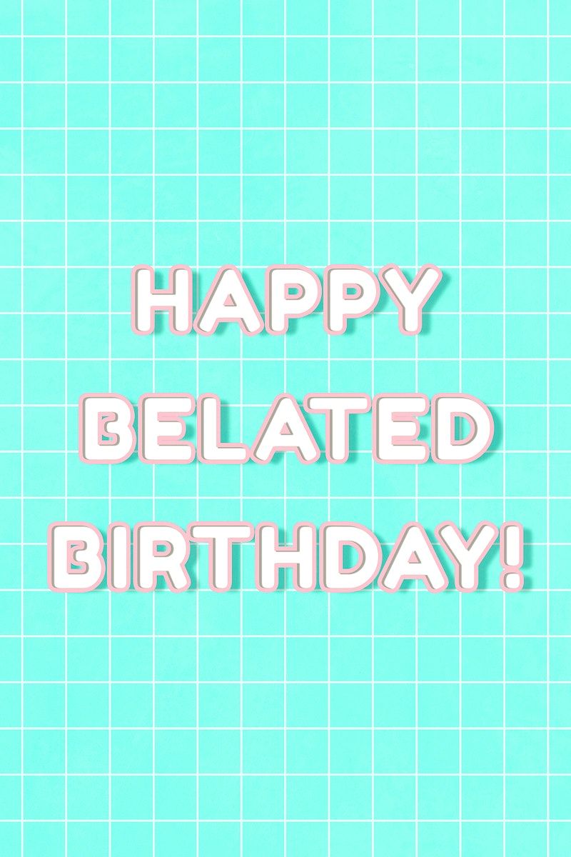 Download free image of Outline 80’s lettering happy belated birthday! neon boldf