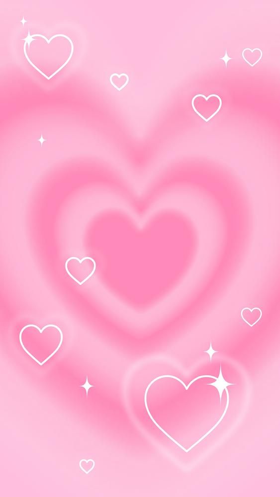 Download premium image of Y2K pink hearts phone wallpaper, cute Valentine's back