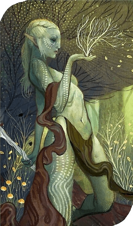 "Dragon Age Inquisition Female Elf Tarot card" by peachygoose