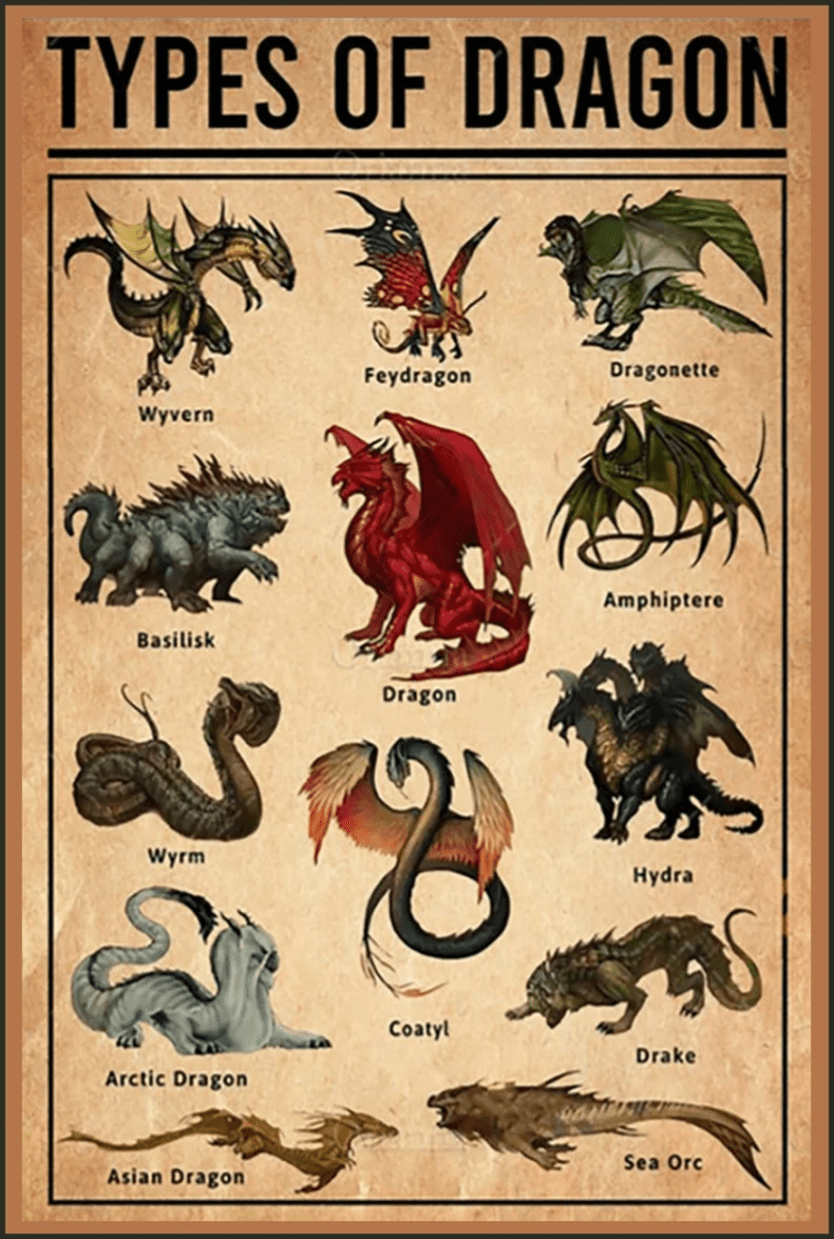 Dragon Identity Chart - Art Print On Aluminum Plate Dungeons &Amp; Dragons