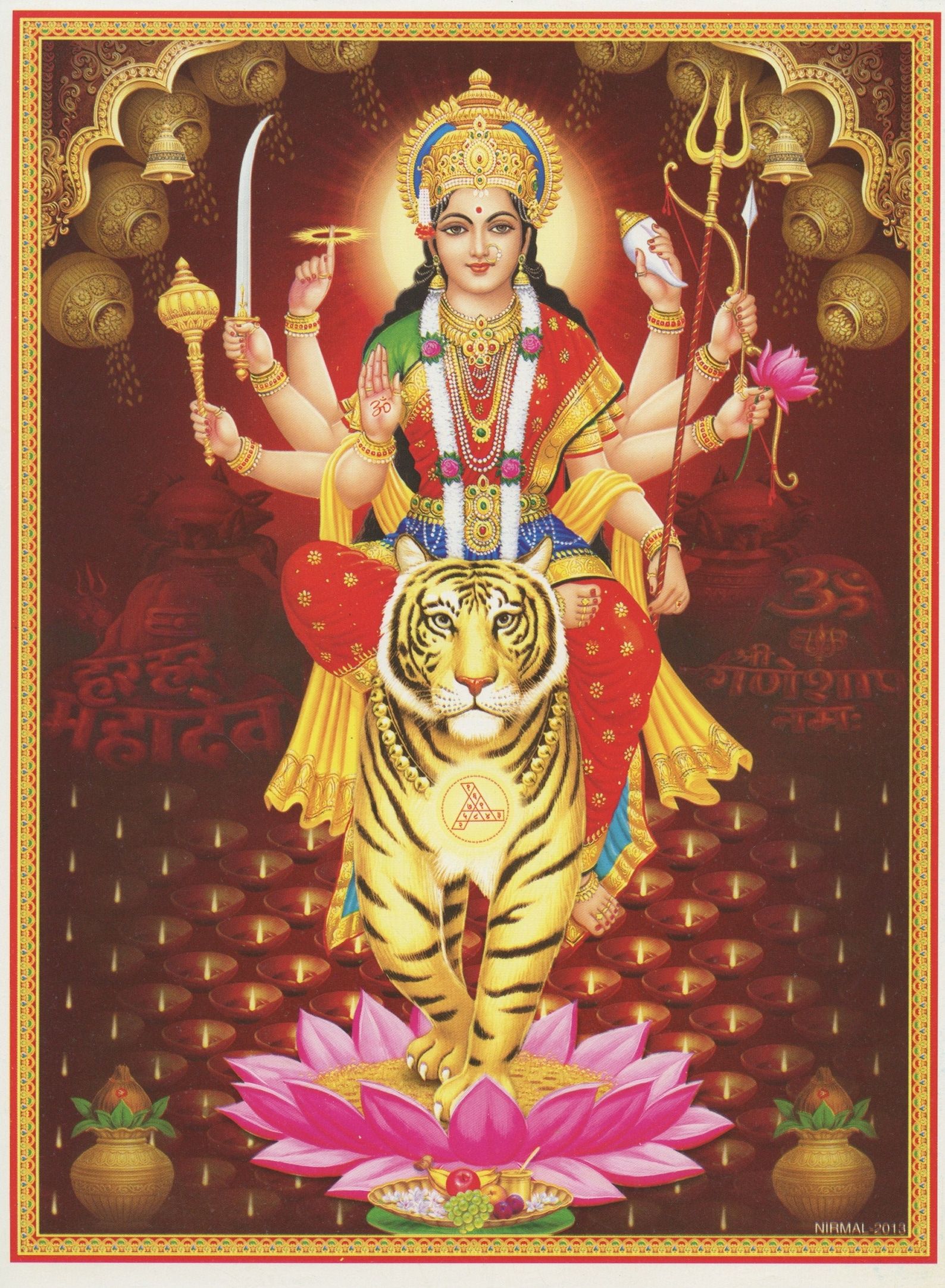Durga … Vintage,style Indian devotional print HD Wallpaper