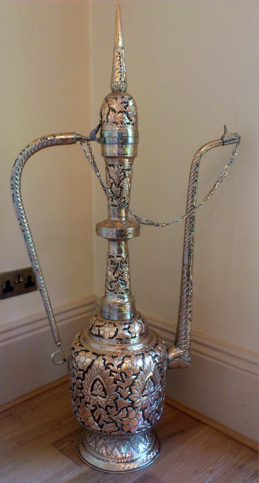 Eastern Metal Decor Jug. Moroccan kettle. Large Surahi. Islamic decor