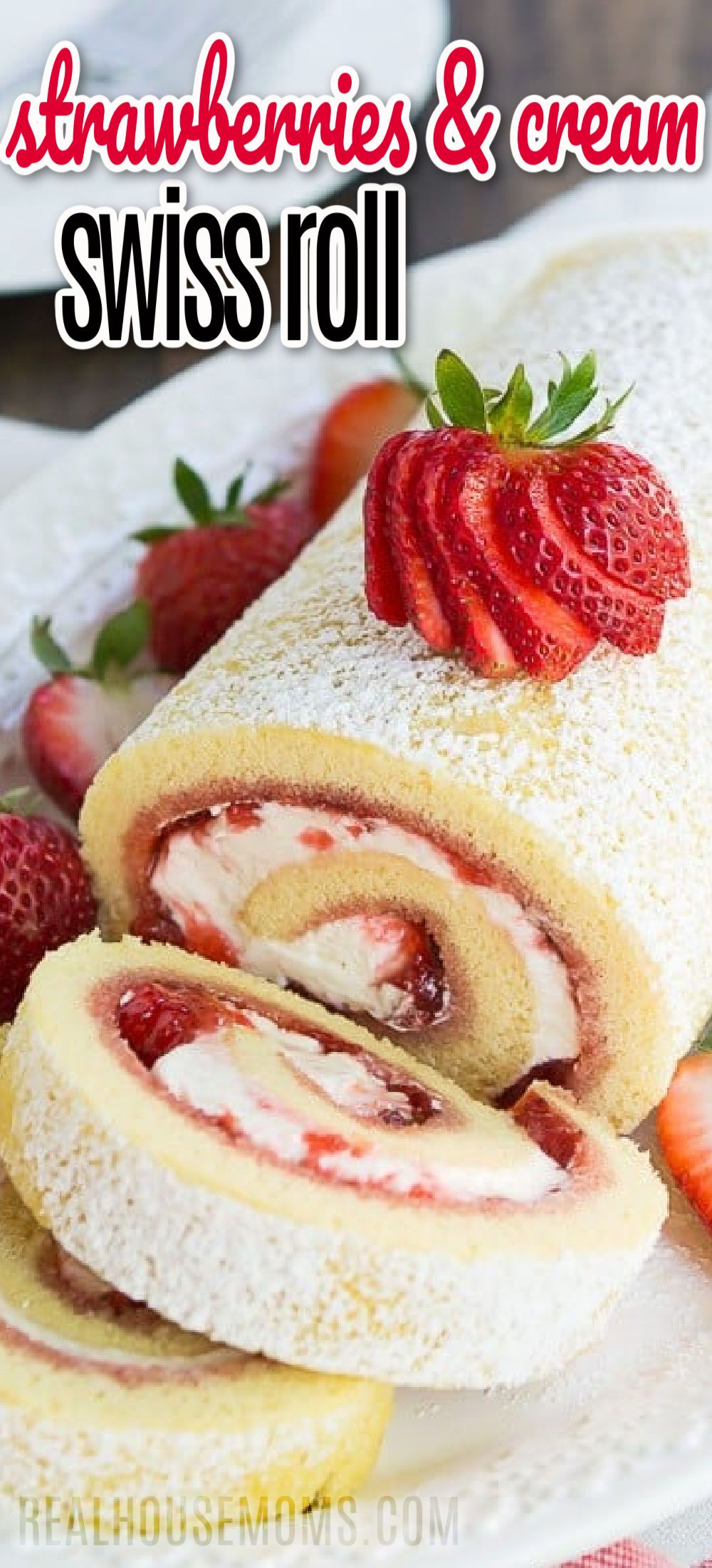 Easy Strawberries , Cream Swiss Roll HD Wallpaper