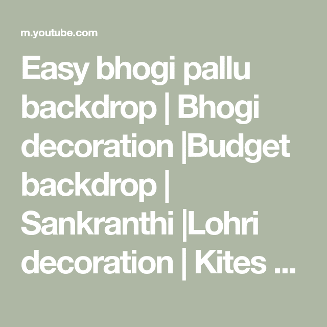 Easy bhogi pallu backdrop | Bhogi decoration |Budget backdrop | Sankranthi |Lohr