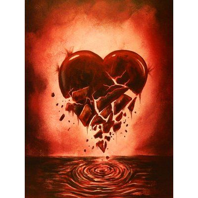 Ebern Designs 'Love Lost Broken Heart' Print on Wrapped Canvas | Wayfair