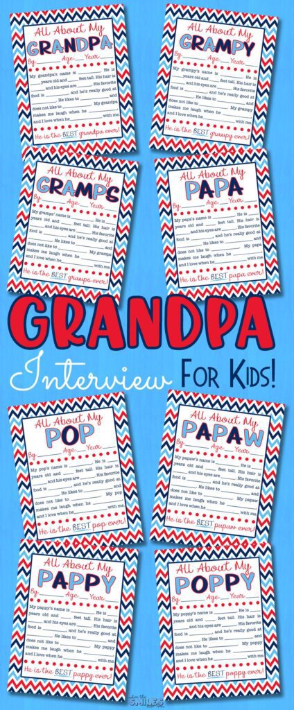 Free All About My Grandpa Printable Interview Eight Versions