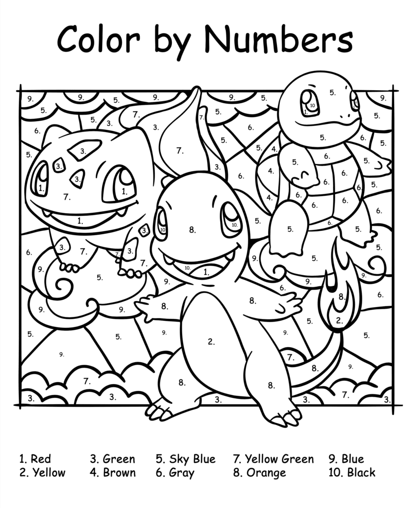 FREE Pokémon Color by Numbers Printables!