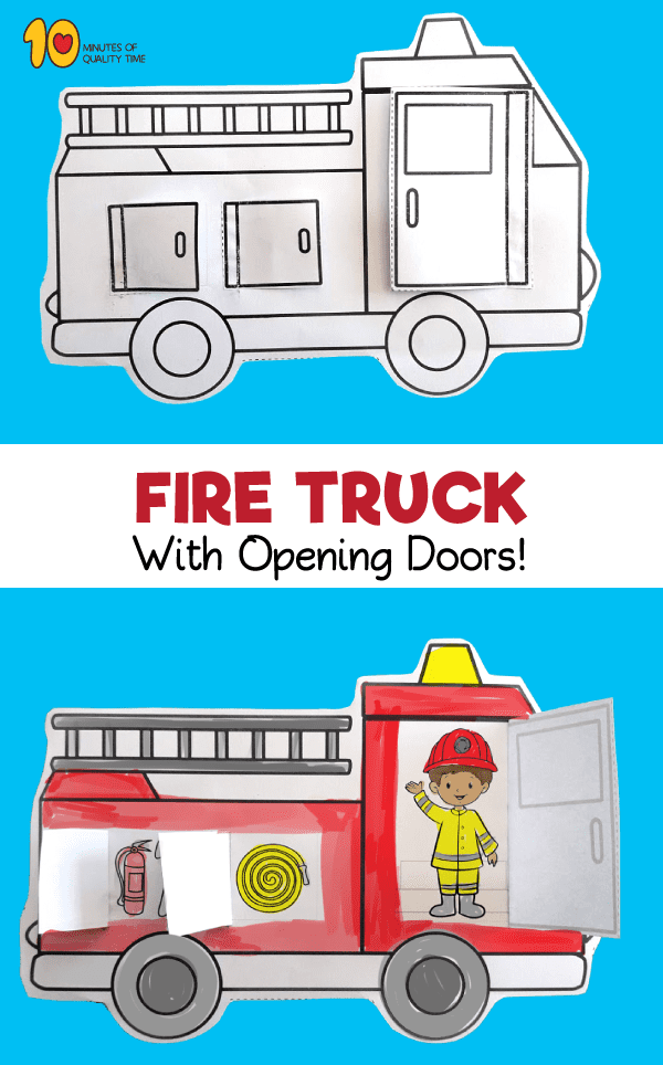 Fire Truck With Opening Doors Printable – 10 Minutes of Quality Time
