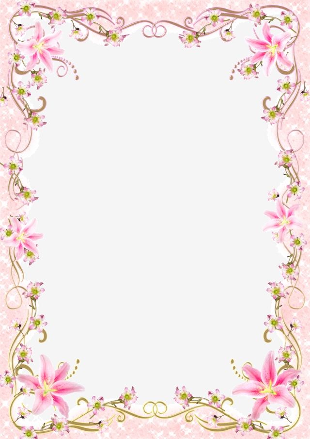 Floral Border Frame Romantic Pink Line PNG Images,  Frame Clipart, Line Clipart,