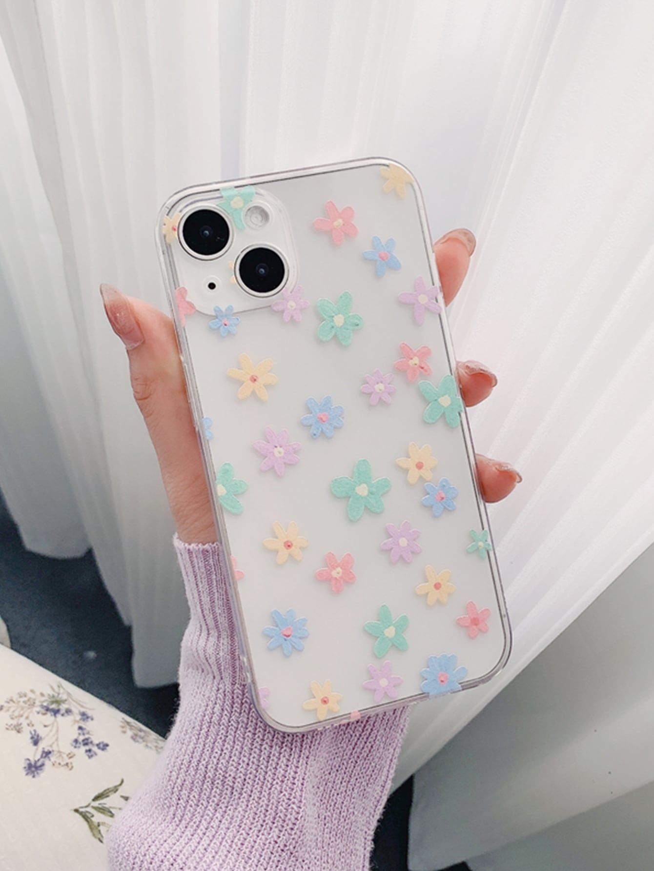 Floral Print Clear Phone Case
