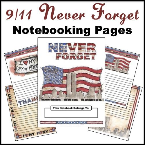 Free 9/11 ~ Never Forget Notebooking Pages