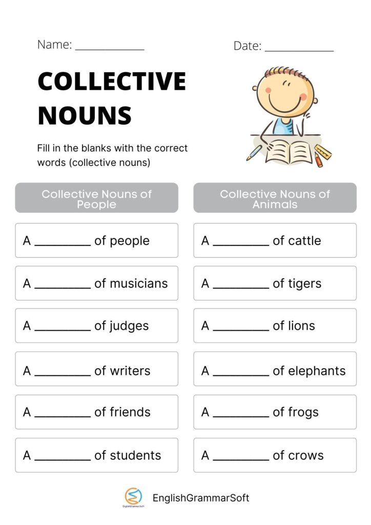 Free Printable Collective Nouns Worksheet