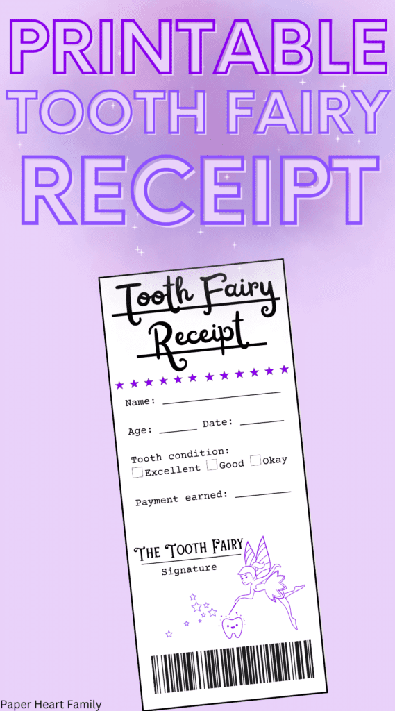 Free Printable Tooth Fairy Receipt For Boy Or Girl Images