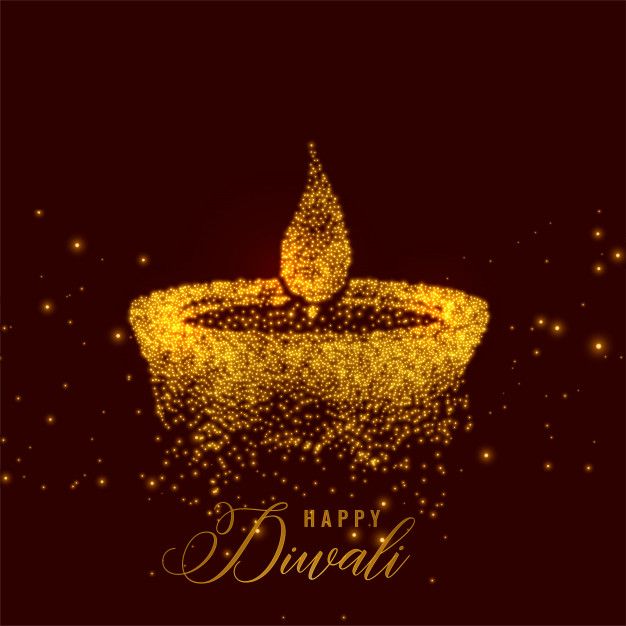 Free Vector Creative Diwali Diya Made With Golden Particles