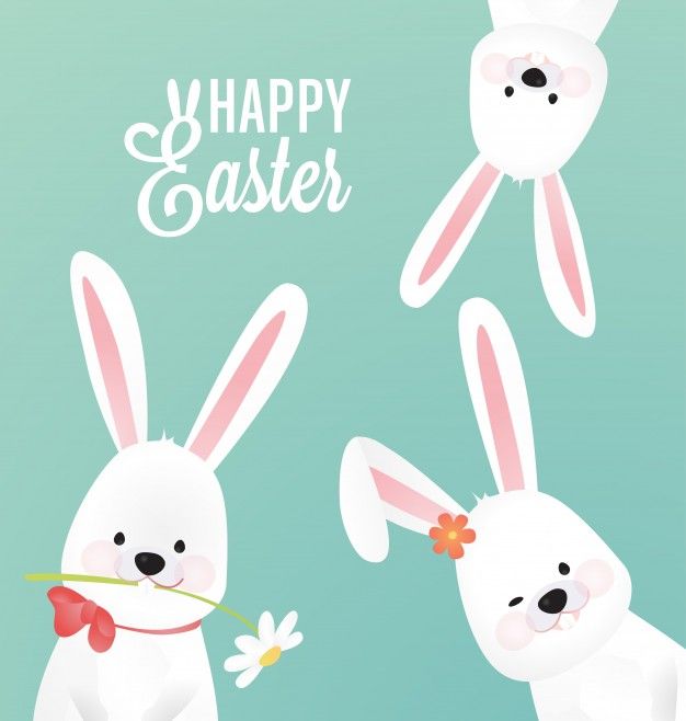 Free Vector Cute Easter Background With Three Rabbit Images