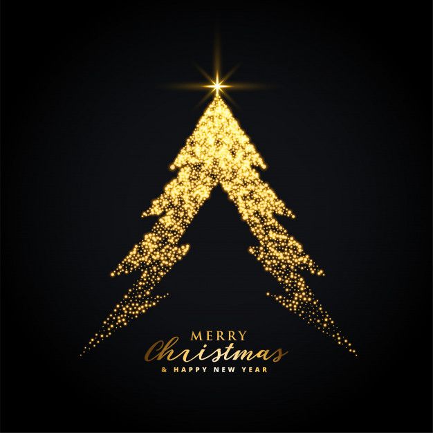 Free Vector Golden Glowing Merry Christmas Tree Background Images