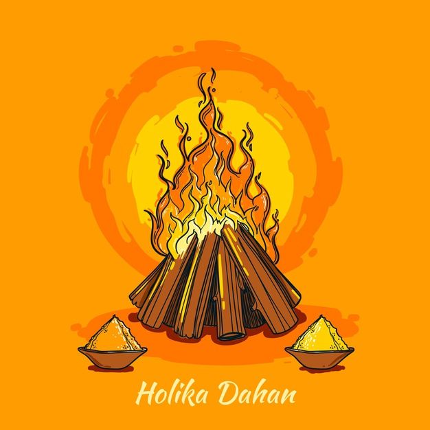 Free Vector Handdrawn Holika Dahan Illustration With Campfire Images