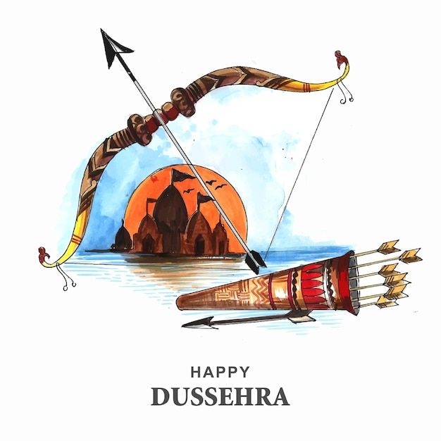 Free Vector | Happy dussehra festival wishes card watercolor background