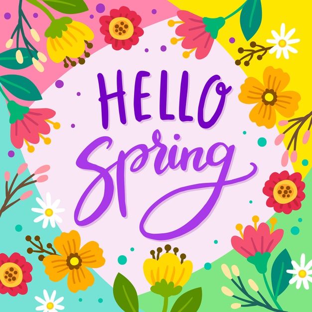 Free Vector | Hello spring lettering with colorful decoration