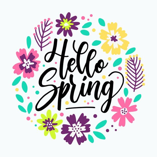 Free Vector | Hello spring lettering with flowers