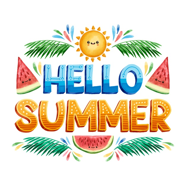 Free Vector | Hello summer lettering and slices of watermelon