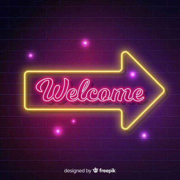 Free Vector | Modern Welcome Sign Post With Neon Light Style