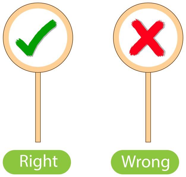 Free Vector | Opposite words with right and wrong