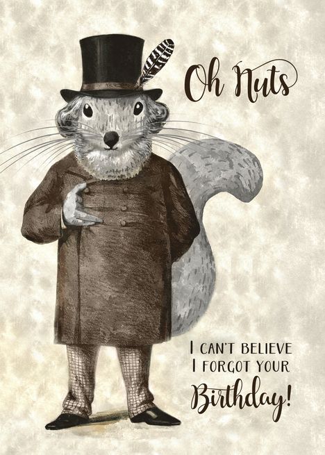 Funny Belated Birthday Hipster Squirrel Card Images