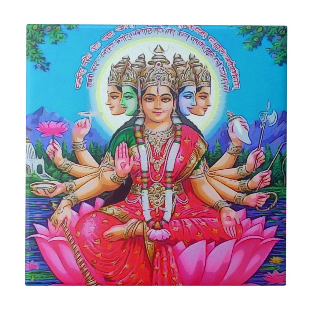 Goddess Gayatri Devi Deity Ceramic Tile HD Wallpaper