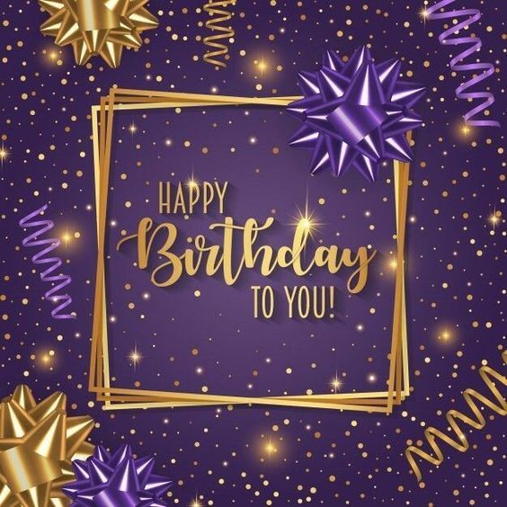 Gold And Purple Happy Birthday Wish