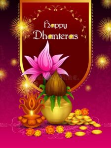 Gold Kalash with Decorated Diya for Happy Dhanteras Diwali Festival Holiday Cele HD Wallpaper